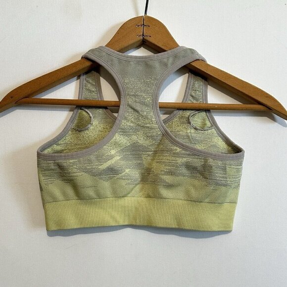 Gymshark Sports Bra Womens Small Gray Yellow Camo Racerback Seamless Run gym - Picture 3 of 5